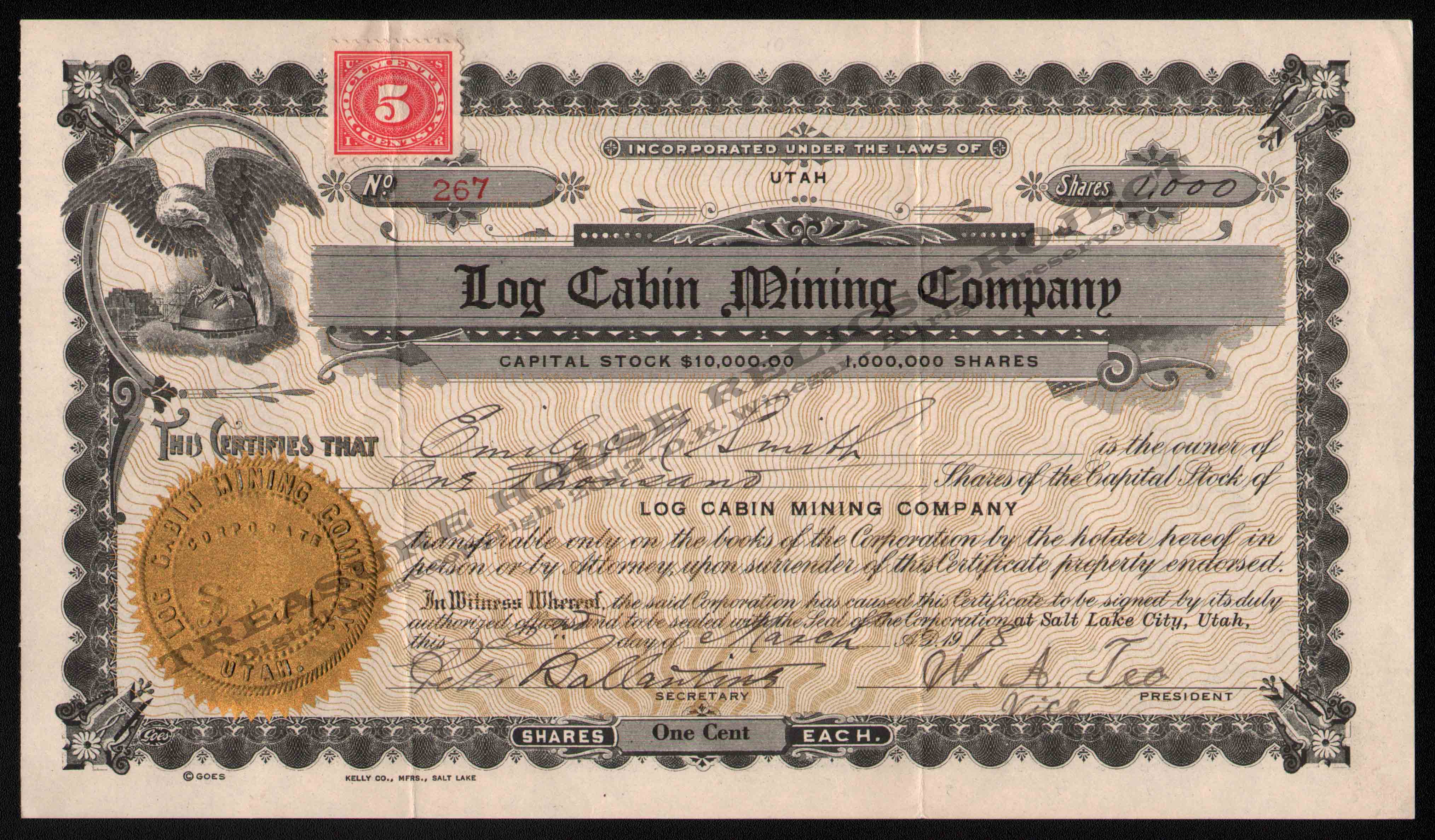 LETTERHEAD/STOCK_LOG_CABIN_MINING_COMPANY_267_1918_DSW_400_CROP_EMBOSS.jpg